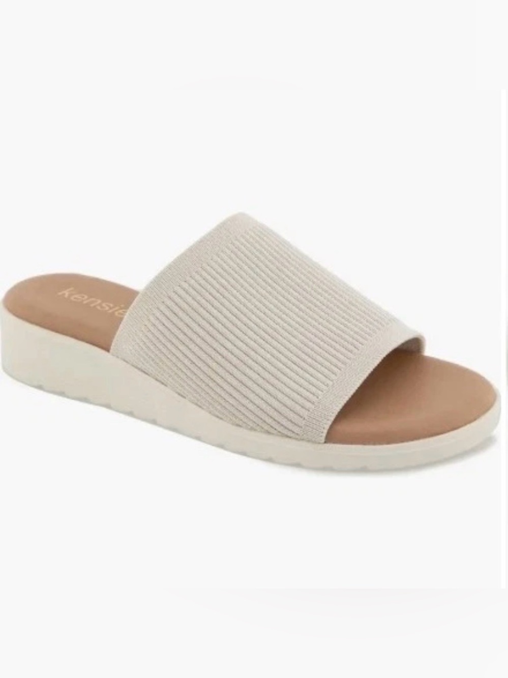 Kensie Cream Knit Slide Sandal Slip-On Comfort Casual Lightweight Size 8 Neutral